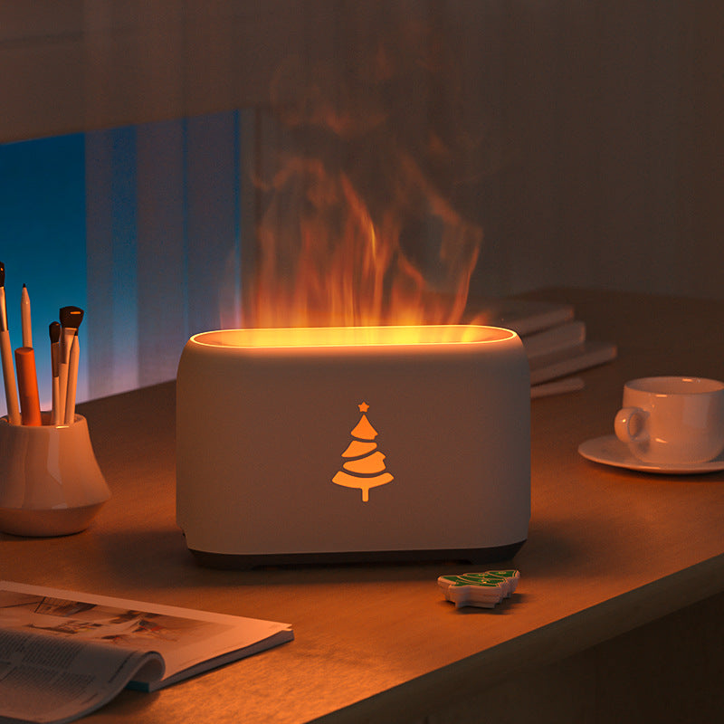 Christmas Flame Humidifier Ultrasonic Remote Control Desktop Humidification