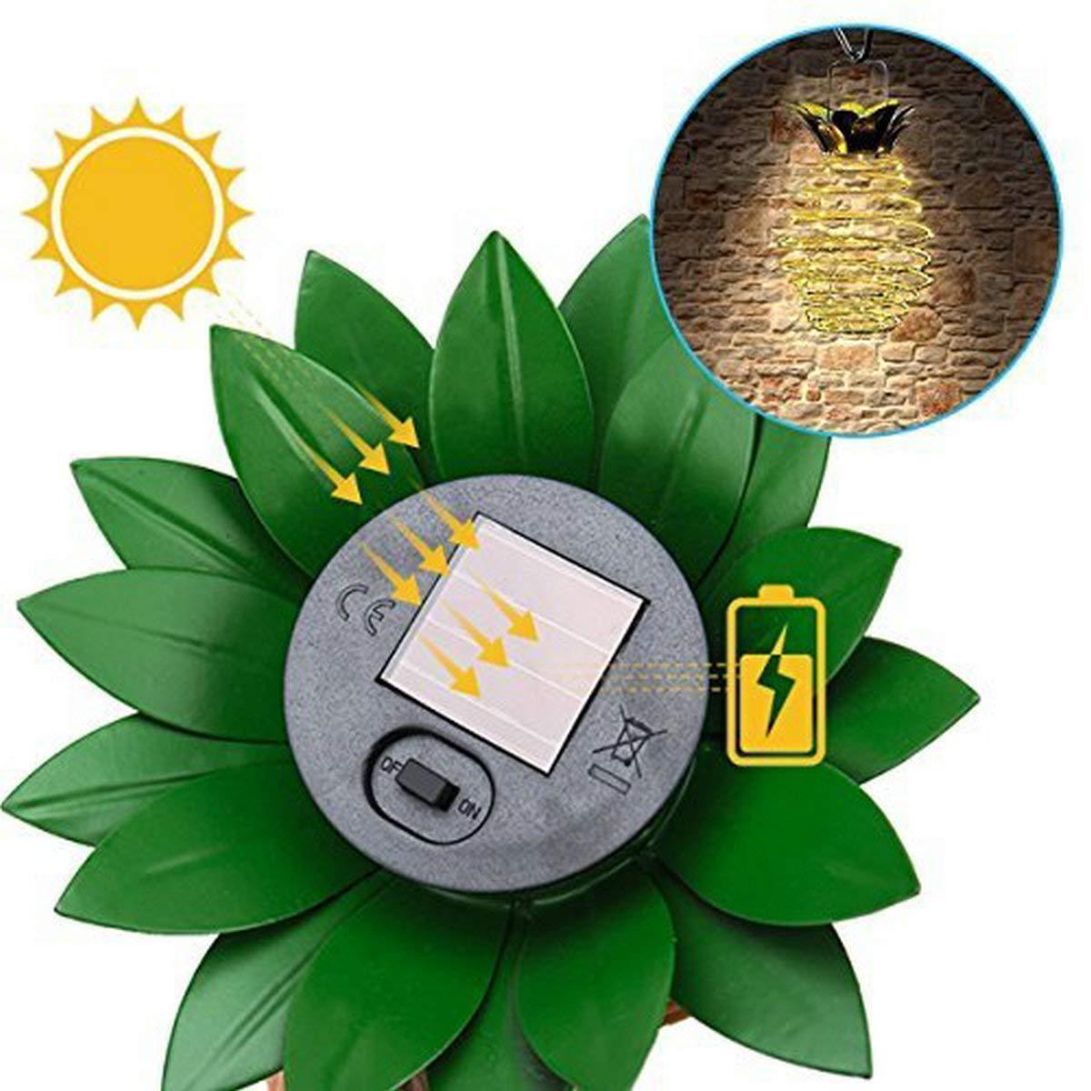 Solar Pineapple Light Wrought Iron Lantern Led Copper Wire String Light