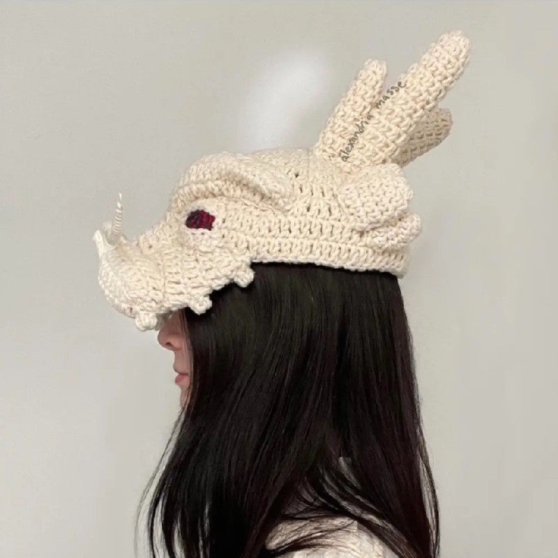 Faucet Dragon Hat Handmade Knitted Crochet Sunshade