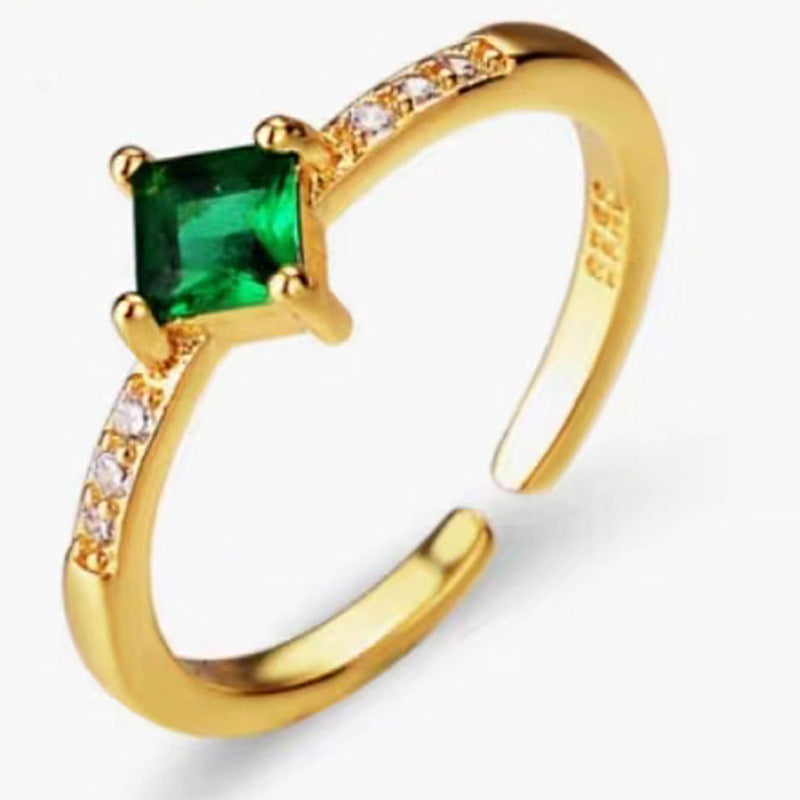 S925 Sterling Silver Small Flexible Emerald Ring