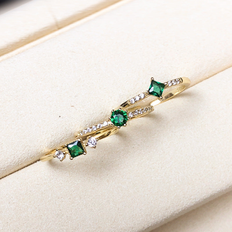S925 Sterling Silver Small Flexible Emerald Ring