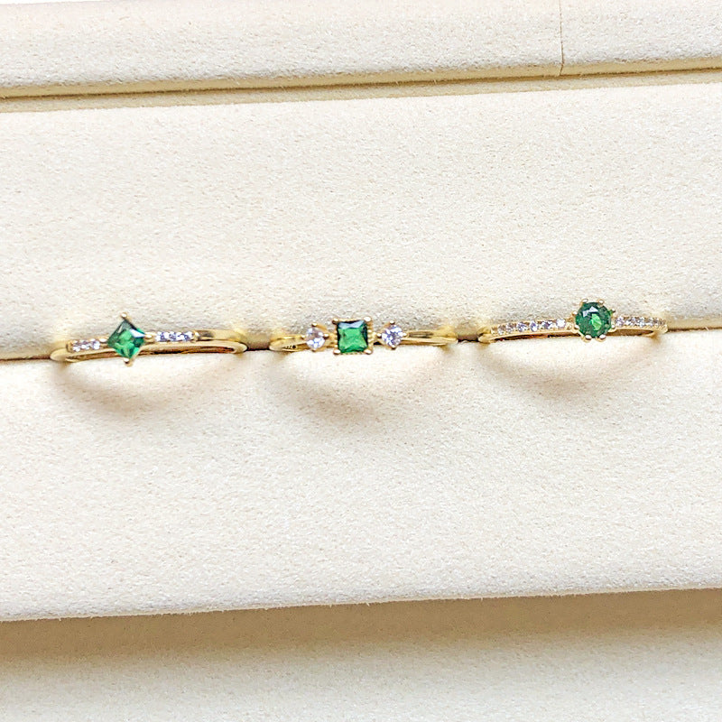 S925 Sterling Silver Small Flexible Emerald Ring