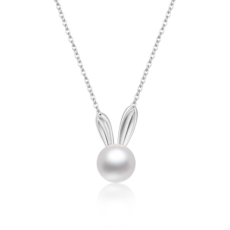 S925 Sterling Silver Freshwater Pearl Pendant Clavicle Chain