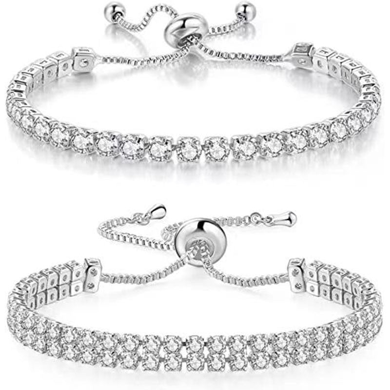 Tennis bracelet set silver
