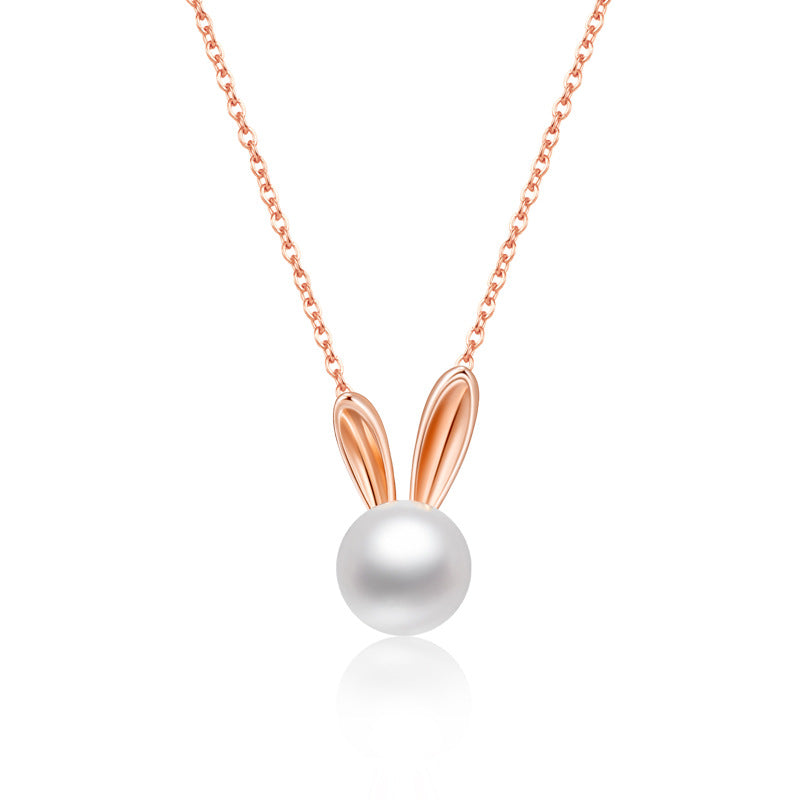 S925 Sterling Silver Freshwater Pearl Pendant Clavicle Chain