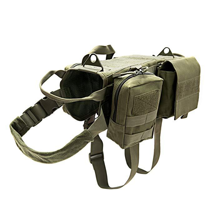 tactical dog harness green solid