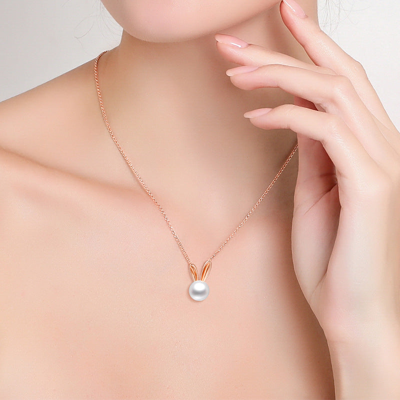 S925 Sterling Silver Freshwater Pearl Pendant Clavicle Chain