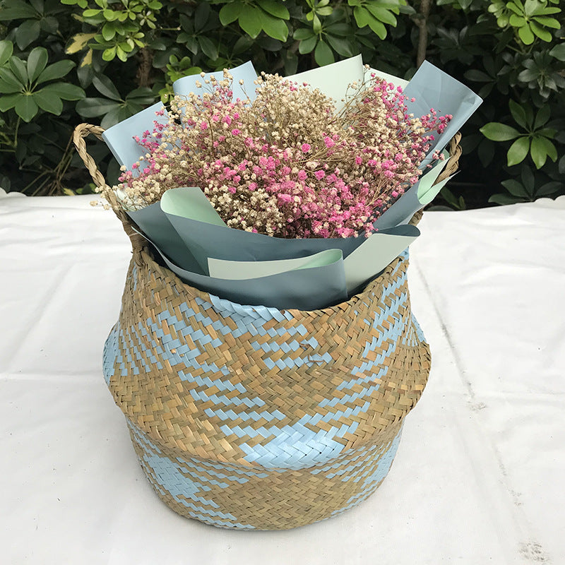 Straw Woven Fruit Folding Kitchen Decoration Woven Flower Basket