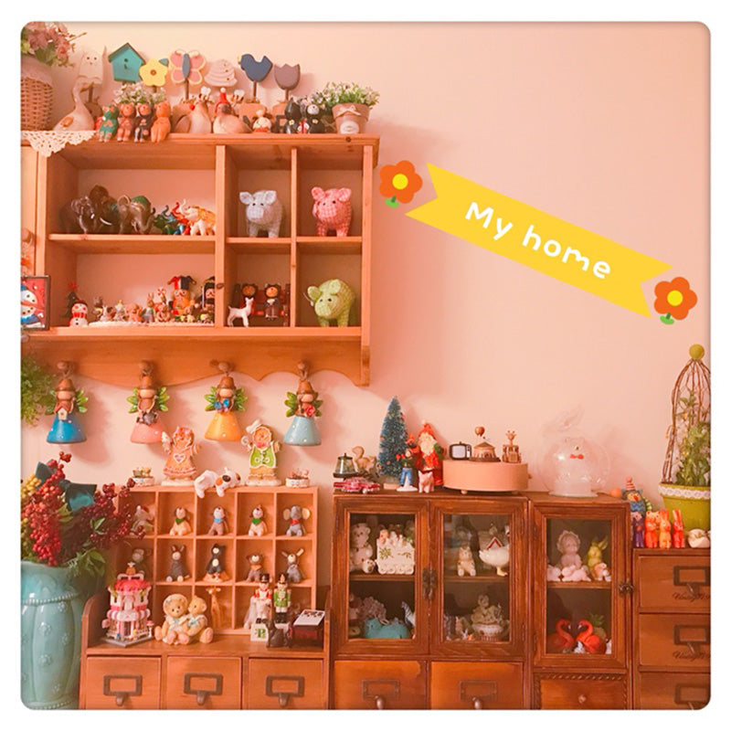 Retro Wooden Glass Door Storage Box Cosmetic Cabinet