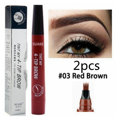 Four-prong Bifurcated Liquid Eyebrow Pencil Waterproof And Portable Easy-to-color Eyebrow Pencil