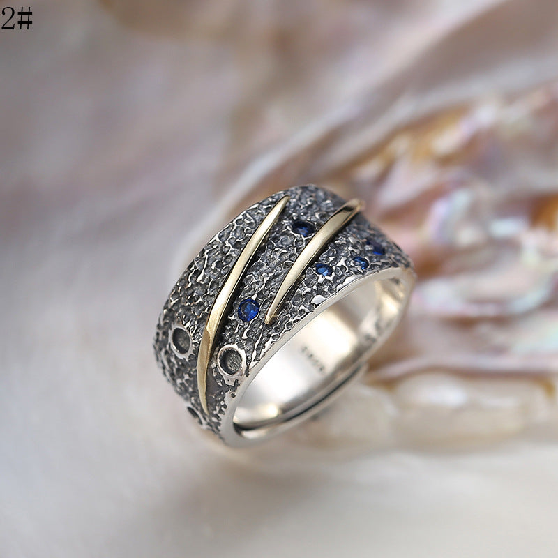 S925 Sterling Silver Ornament Personality Starry Ring For Men