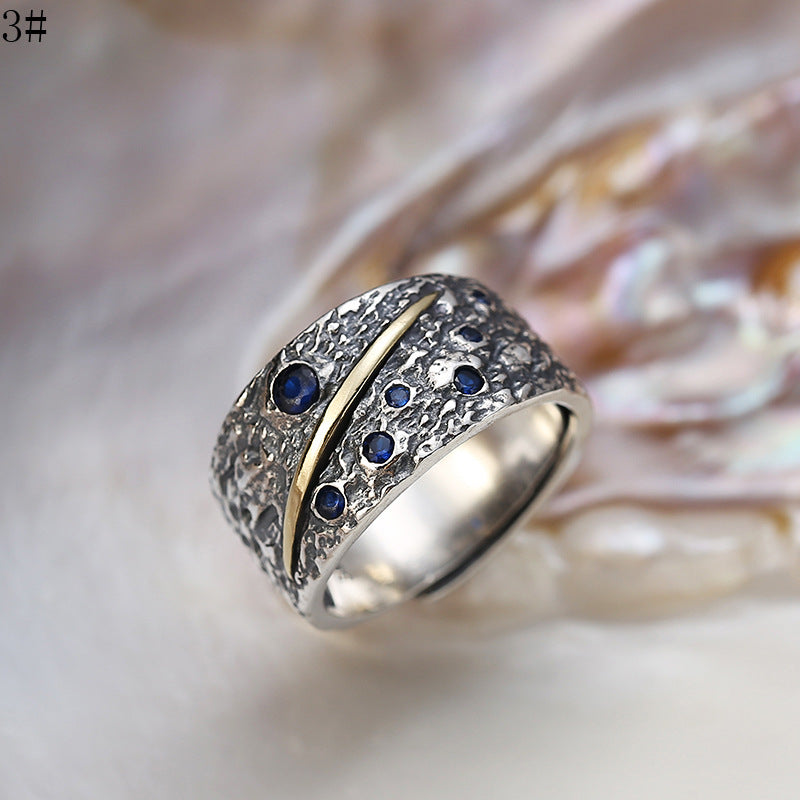 S925 Sterling Silver Ornament Personality Starry Ring For Men