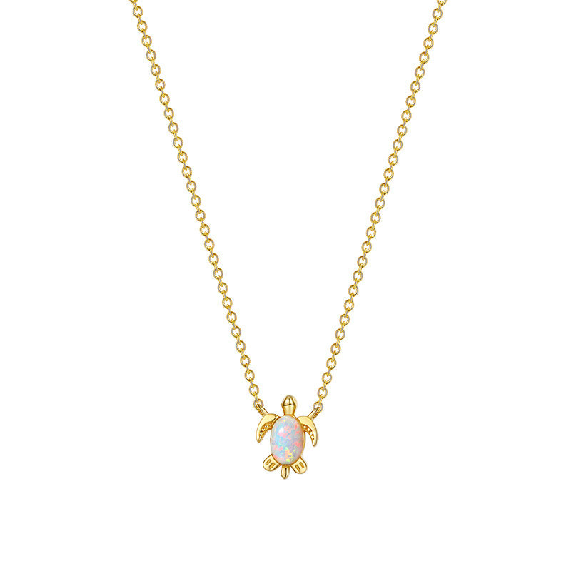 opal gold turtle necklace