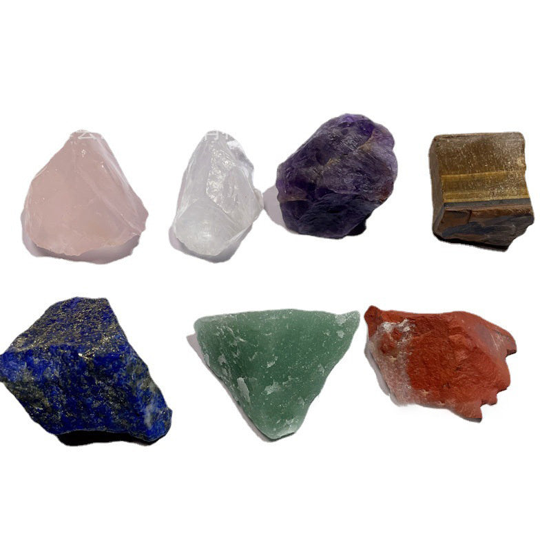 Wholesale Cross-border Seven Chakra Natural Crystal Rough Stone Ornament Seven Color Healing Stone Yoga Meditation Energy Stone