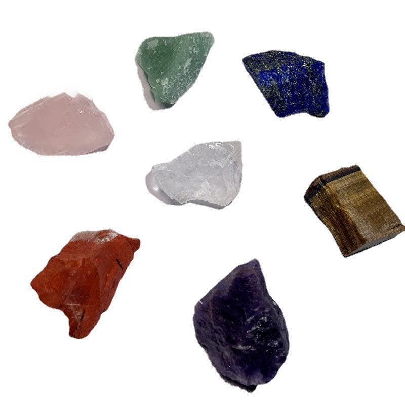 Wholesale Cross-border Seven Chakra Natural Crystal Rough Stone Ornament Seven Color Healing Stone Yoga Meditation Energy Stone