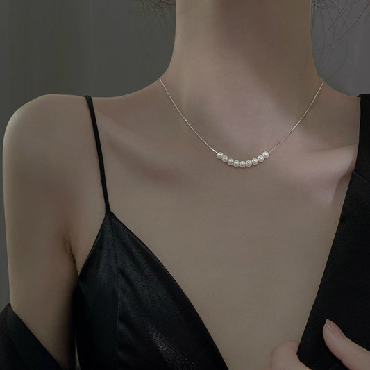 Autumn And Winter Pearl Necklace Women's Cold Style Clavicle Chain