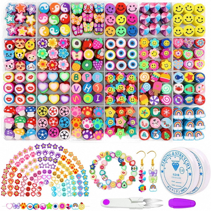 24 Grid 480 PCs Colorful Polymer Clay Beaded Set DIY Bracelet