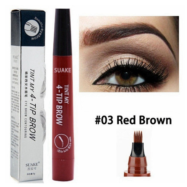Four-prong Bifurcated Liquid Eyebrow Pencil Waterproof And Portable Easy-to-color Eyebrow Pencil