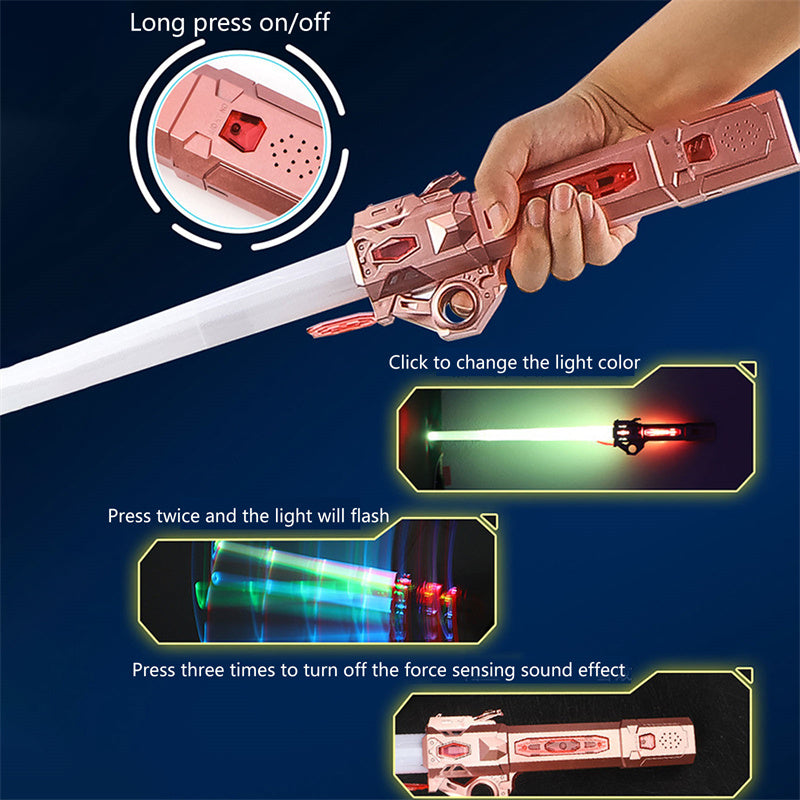 7 Colors RGB Laser Sword Retractable Flash Lightsaber Toys Hand Spinner Type-C Rechargeable Cosplay Prop Luminous Toy For Kids