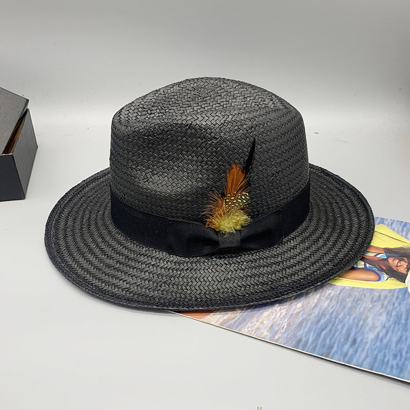 Eight-point Grass Hand-knitted Feather Fedora Hat