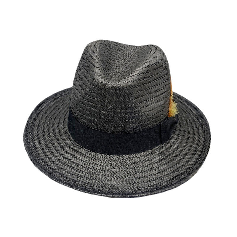 Eight-point Grass Hand-knitted Feather Fedora Hat