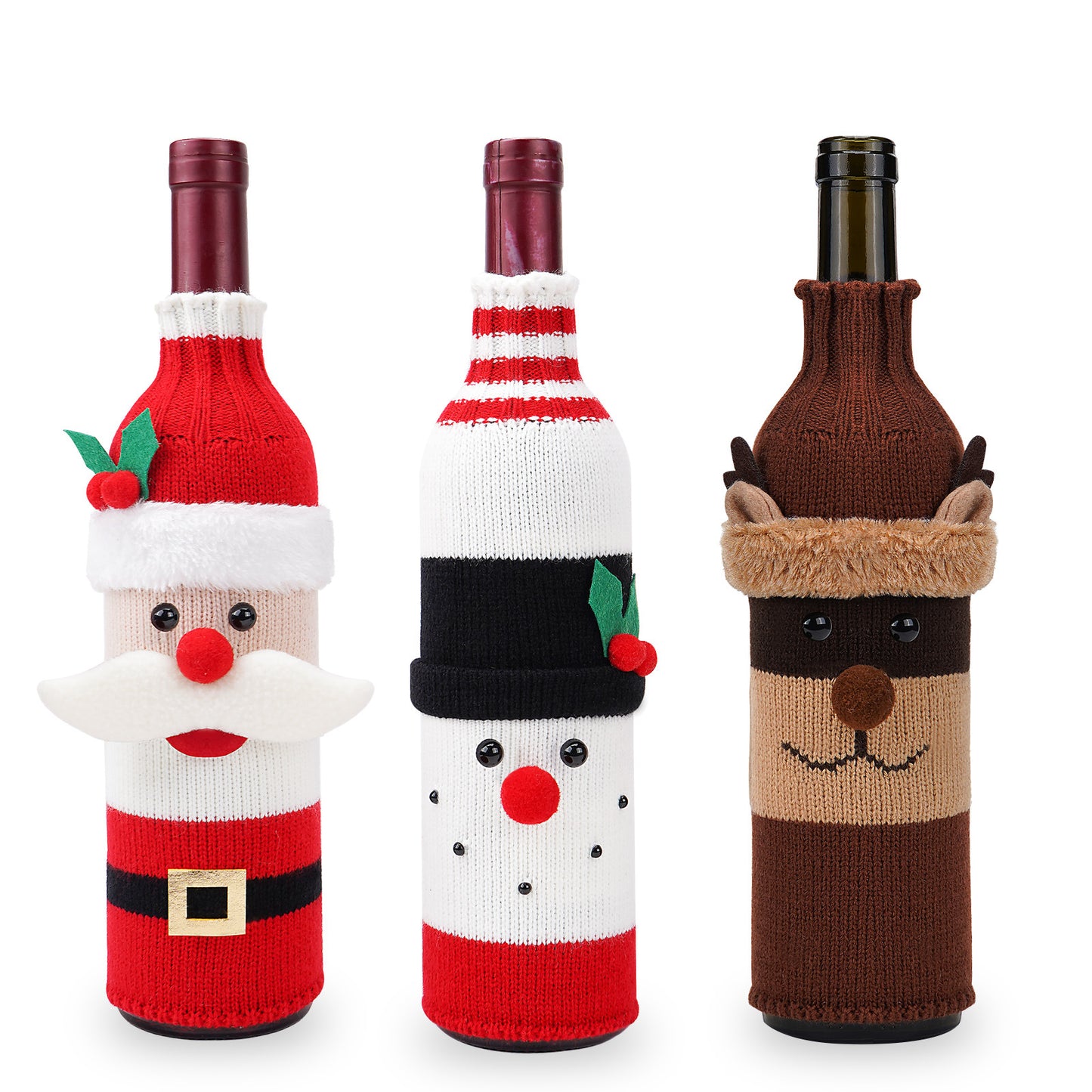 Christmas Decorations Old Man Snowman Bottle Cover Knitted