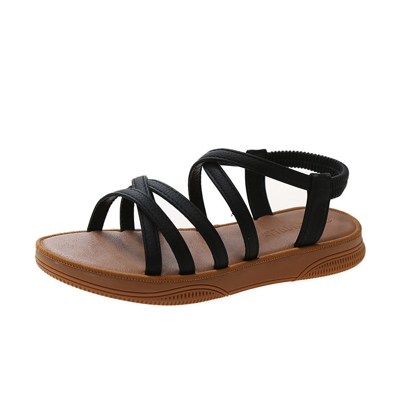 Elastic Band Cover Flat Strap Sandals
