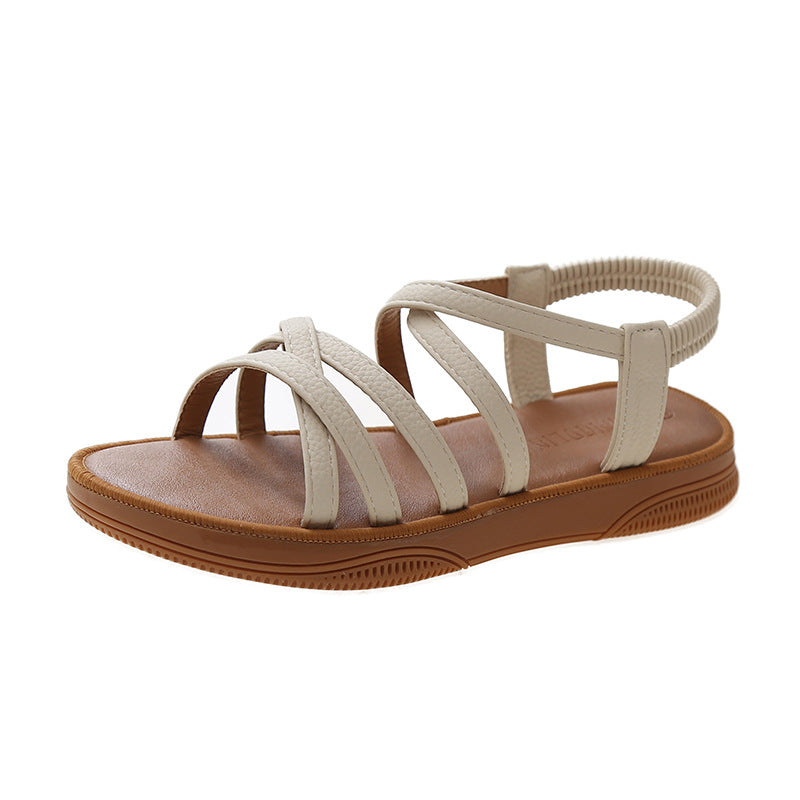 Elastic Band Cover Flat Strap Sandals