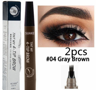 Four-prong Bifurcated Liquid Eyebrow Pencil Waterproof And Portable Easy-to-color Eyebrow Pencil