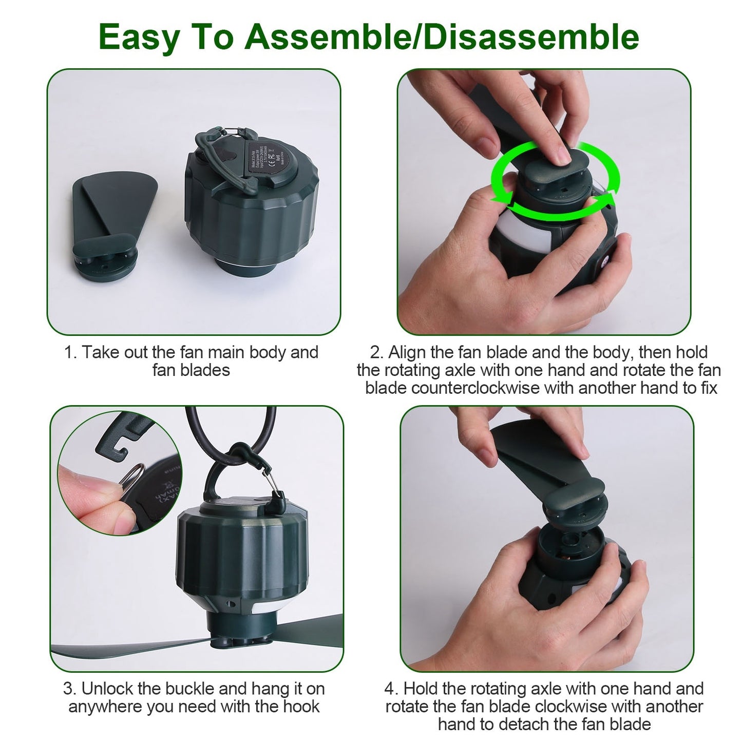 Portable Camping Ceiling LED Fan 10400mAh USB Battery Powered Hanging Tent Lantern Fan Power Bank With 3 Fan Speed 3 Light Brightness Smart Timer Remote Control