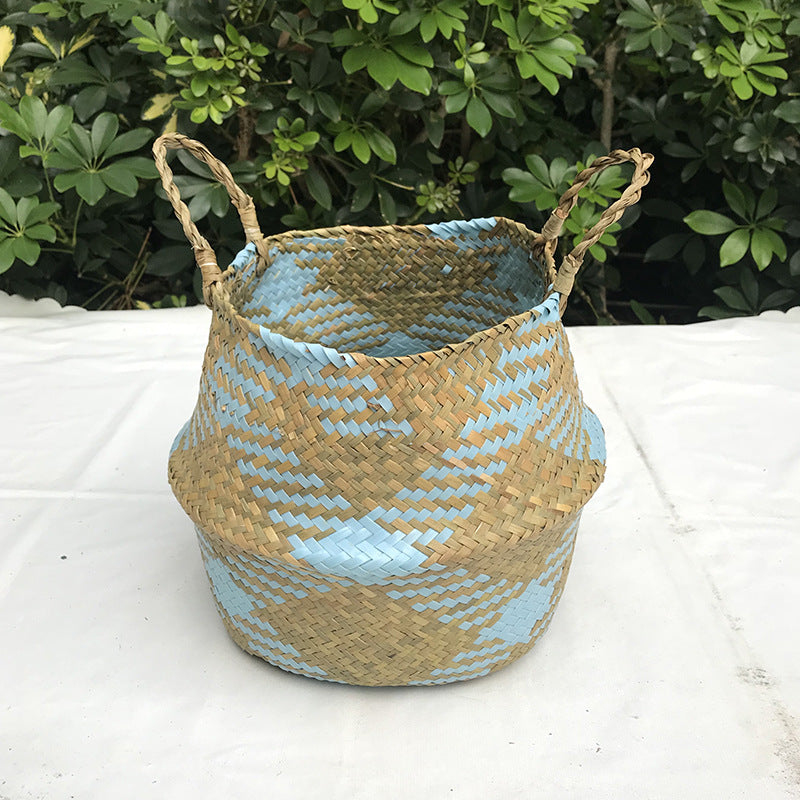 Straw Woven Fruit Folding Kitchen Decoration Woven Flower Basket