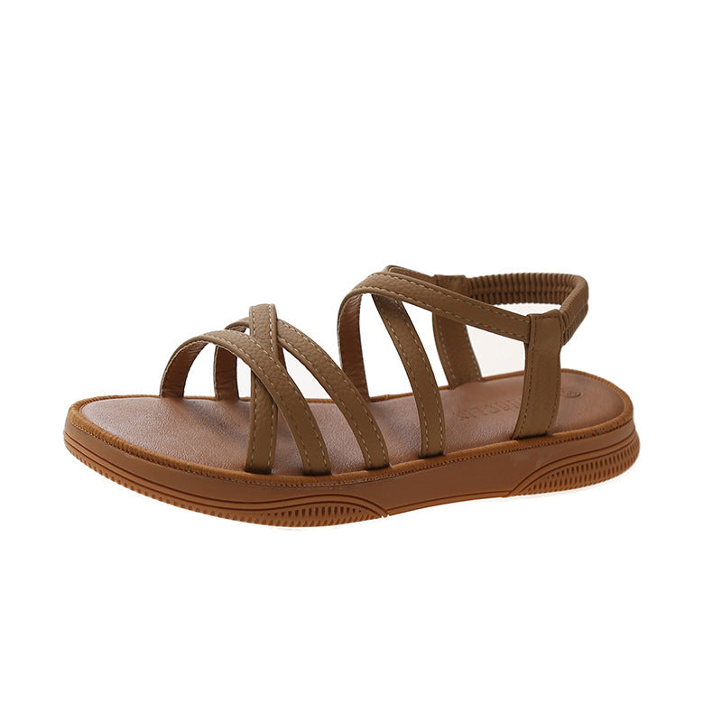 Elastic Band Cover Flat Strap Sandals