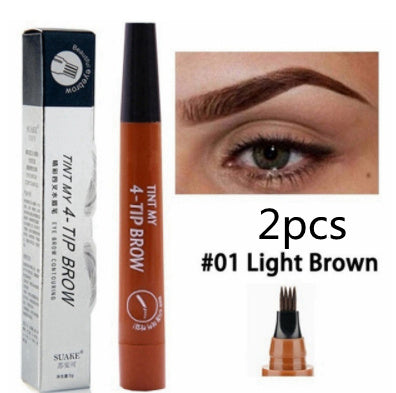 Four-prong Bifurcated Liquid Eyebrow Pencil Waterproof And Portable Easy-to-color Eyebrow Pencil