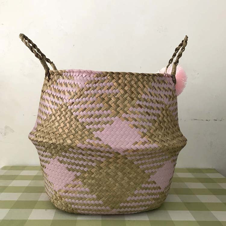 Straw Woven Fruit Folding Kitchen Decoration Woven Flower Basket