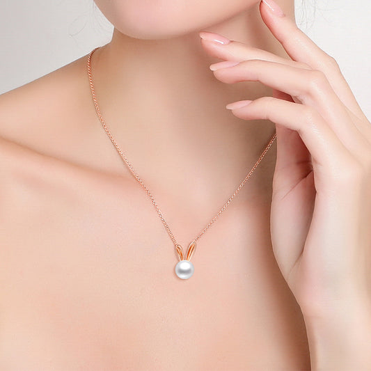 S925 Sterling Silver Freshwater Pearl Pendant Clavicle Chain