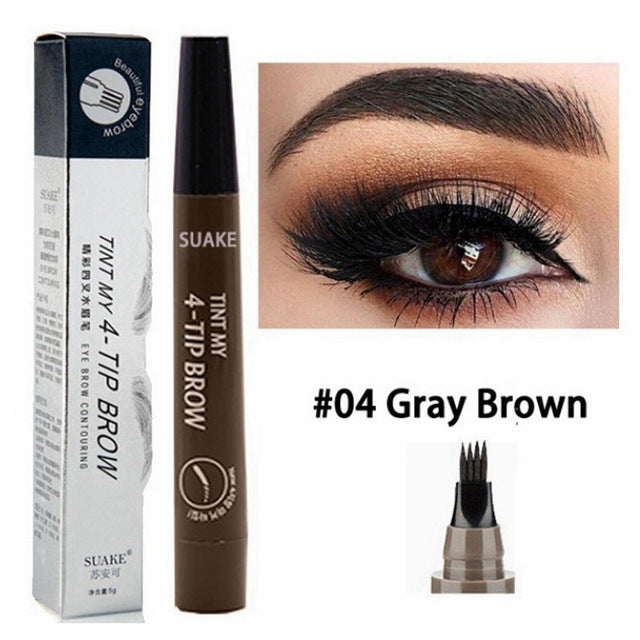 Four-prong Bifurcated Liquid Eyebrow Pencil Waterproof And Portable Easy-to-color Eyebrow Pencil