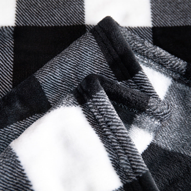 Plaid Flange Blanket Fluff Print Coral